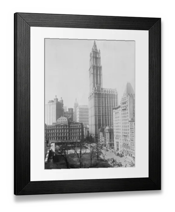 Framed Print : New York City. The Woolworth Building and City Hall with the Post Office to the left