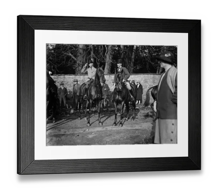 Framed Print : The Duke of York goes hunting. Meet of the Pytchley at Welton. 2 November 1928 Framed Print : The Duke of York goes hunting. Meet of the Pytchley at Welton. 2 November 1928