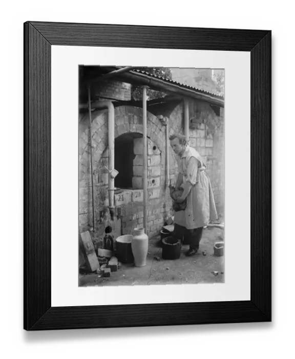 Framed Print : Distinguished artist potter who has his studio and kiln in London garden. Beautiful Framed Print : Distinguished artist potter who has his studio and kiln in London garden. Beautiful