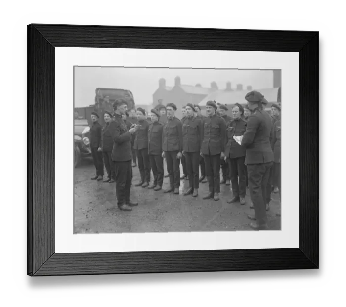 Framed Print : Auxiliary police leave Dublin. The last roll - call at Beggars Bush Barracks, Dublin Framed Print : Auxiliary police leave Dublin. The last roll - call at Beggars Bush Barracks, Dublin