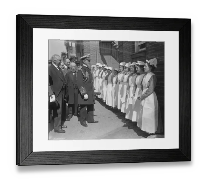 Framed Print : Admiral Sturdee opens new wing of Nelson Hospital, Merton Park. With some of the nurses Framed Print : Admiral Sturdee opens new wing of Nelson Hospital, Merton Park. With some of the nurses