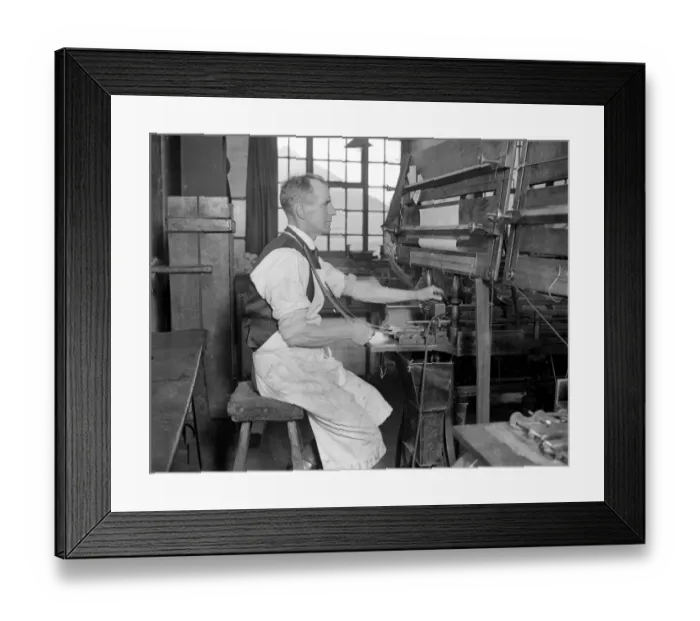 Framed Print : Lace making at messrs William Bridgett and Sons Ltd, Lenton, Nottingham. Punching Framed Print : Lace making at messrs William Bridgett and Sons Ltd, Lenton, Nottingham. Punching