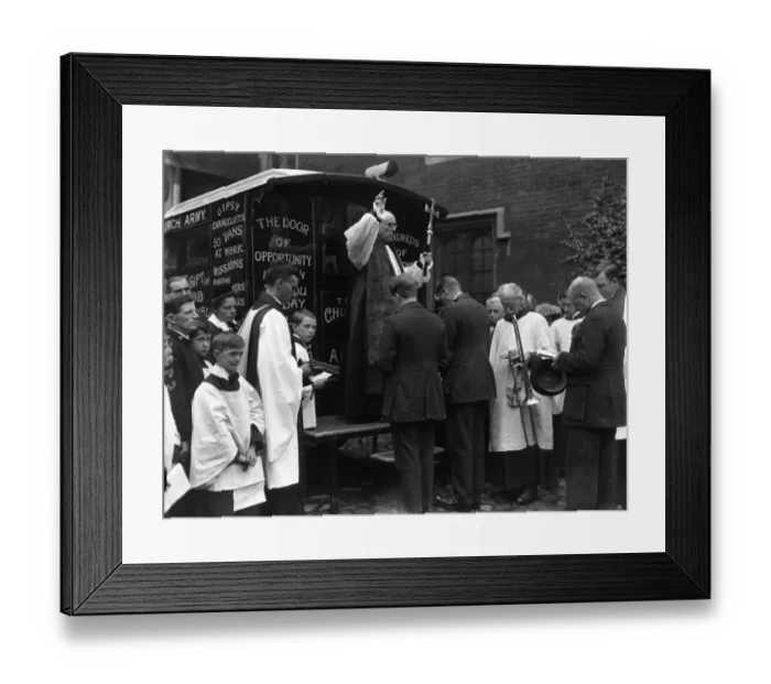 Framed Print : The Archbishop of Canterbury dedicates a motor mission van at Lambeth Palace for Framed Print : The Archbishop of Canterbury dedicates a motor mission van at Lambeth Palace for