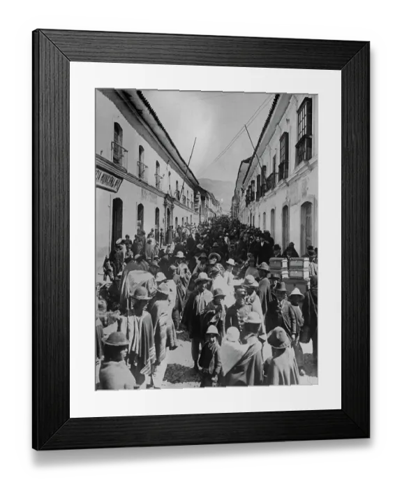 Framed Print : The war between Bolivia and Paraguay. A view of the busy Calle de Mercade at La Paz Framed Print : The war between Bolivia and Paraguay. A view of the busy Calle de Mercade at La Paz
