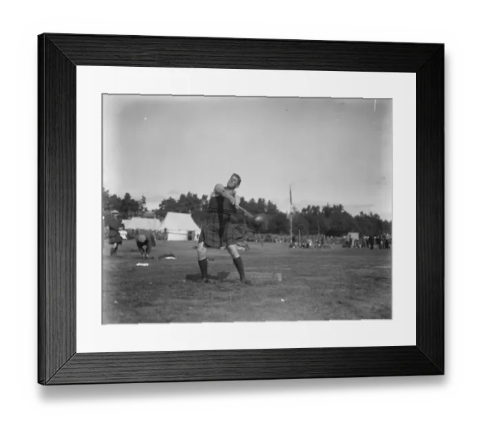 Framed Print : Aboyne Highland games. J Maitland, winner of throwing the hammer. 9 September 1926 Framed Print : Aboyne Highland games. J Maitland, winner of throwing the hammer. 9 September 1926