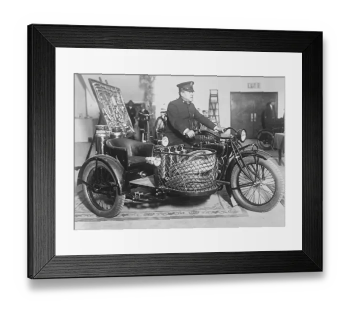 Framed Print : Fire fighting motor cycle A motor cycle equipped with fire fighting apparatus suitable Framed Print : Fire fighting motor cycle A motor cycle equipped with fire fighting apparatus suitable