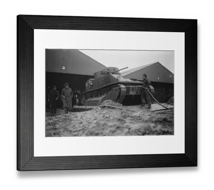 Framed Print : Mechanical Army manoeuvres on Salisbury Plain. Men of the Tank Corps giving one Framed Print : Mechanical Army manoeuvres on Salisbury Plain. Men of the Tank Corps giving one
