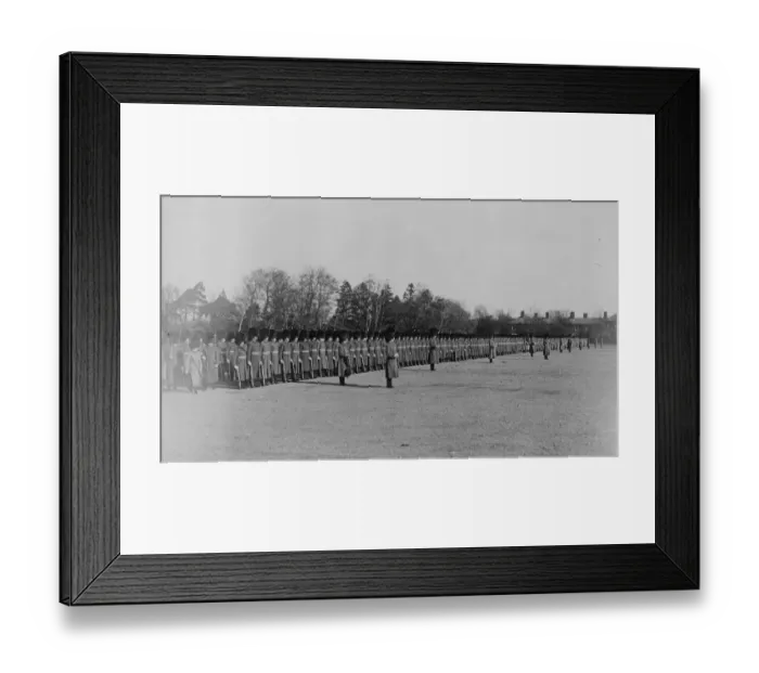 Framed Print : Welsh Guards Cheer the Prince With bearskins held aloft at the point of their bayonets
