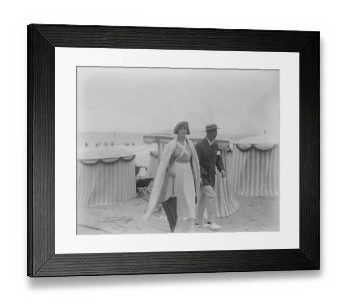 Framed Print : Well known Society people at Deauville. Lady Pedler returning from a bathe. 8