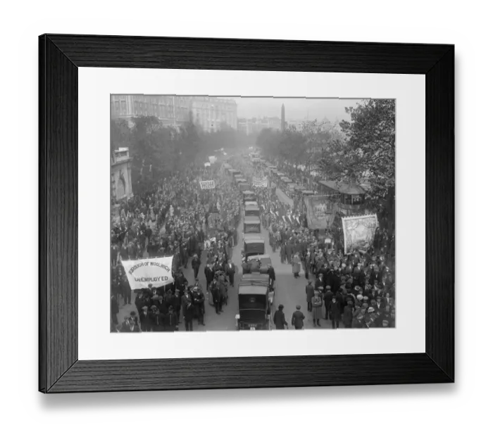 Framed Print : Unemployed procession on the embankment 18 October 1920