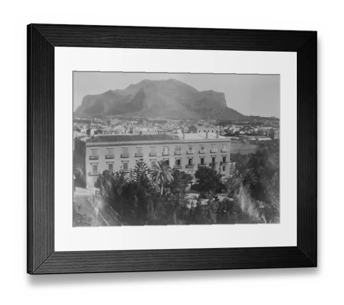 Framed Print : Palermo The Hotel des Pallmes dwarfed by Mount Pellegrino 9 October 1922 Framed Print : Palermo The Hotel des Pallmes dwarfed by Mount Pellegrino 9 October 1922