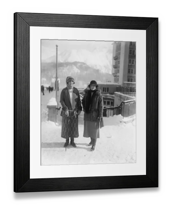 Framed Print : Amid the snows of Switzerland. Lady Latta and her daughter Mary. 2 January 1924 Framed Print : Amid the snows of Switzerland. Lady Latta and her daughter Mary. 2 January 1924
