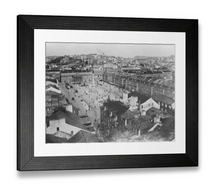 Framed Print : Lisbon, The Praca Dom Pedro LV, or Rocio as it is today. The shade treees have