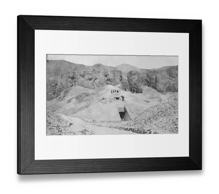 Framed Print : Treasure Valley. The exterior of an excavated tomb in the Valley of the Kings Framed Print : Treasure Valley. The exterior of an excavated tomb in the Valley of the Kings