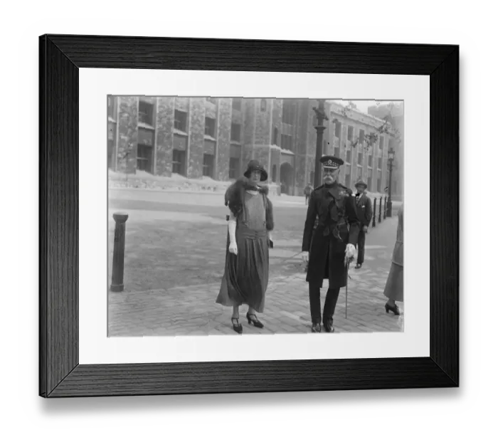 Framed Print : Beating the bounds at the Tower of London. Field Marshal Lord Methuen with his daughter Framed Print : Beating the bounds at the Tower of London. Field Marshal Lord Methuen with his daughter