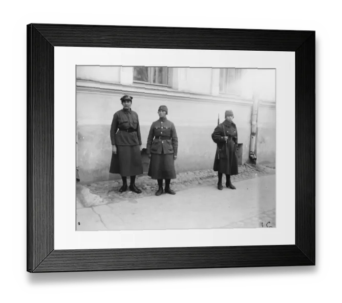 Framed Print : Vilna, Lithuania. Women soldiers on duty at Vilna. 24 October 1921 Framed Print : Vilna, Lithuania. Women soldiers on duty at Vilna. 24 October 1921