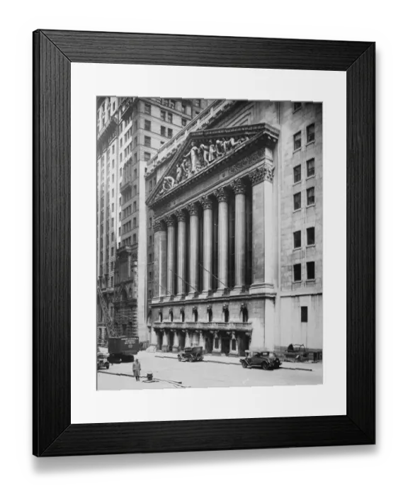 Framed Print : New York views. The New York Stock Exchange building on Wall Street. 1928 Framed Print : New York views. The New York Stock Exchange building on Wall Street. 1928