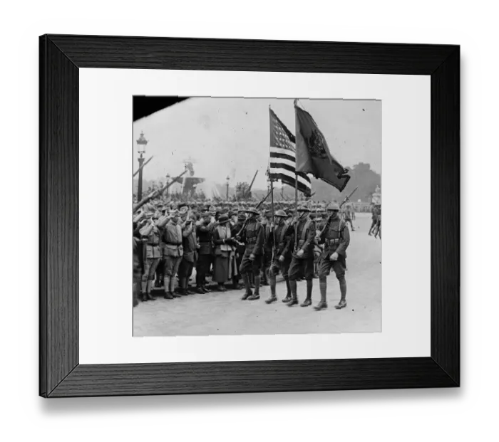 Framed Print : Paris Victory March American troops in the procession 14 July 1919 Framed Print : Paris Victory March American troops in the procession 14 July 1919