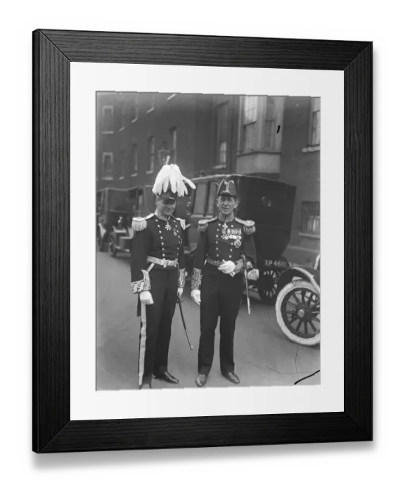 Framed Print : The King holds a levee at St Jamess Palace. Admiral Goodenough ( left ) and Sir Framed Print : The King holds a levee at St Jamess Palace. Admiral Goodenough ( left ) and Sir