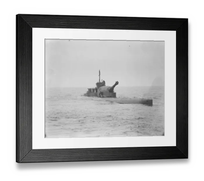 Framed Print : HMS Submarine No 3 During her sea trials her 12 inch gun was trialed as well