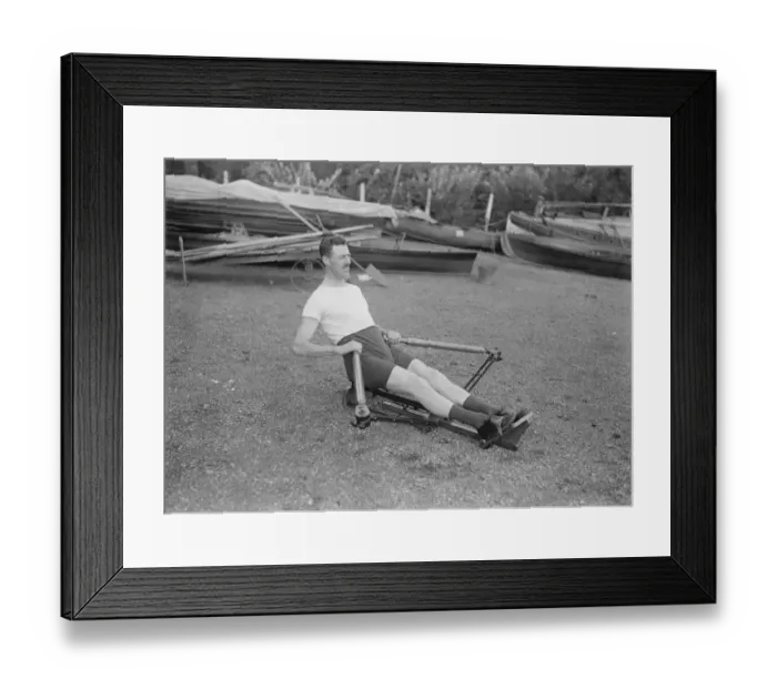 Framed Print : Ernest Barrys Home Trainer and Exercising Machine Ernest Barry, the famous sculler