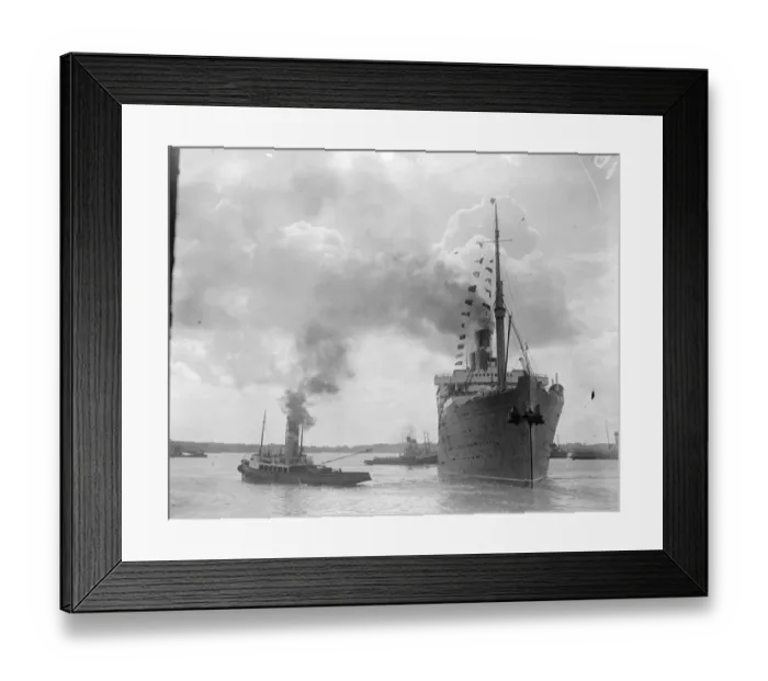 Framed Print : The RMS Berengaria sails with the Prince of Wales on board. The beflagged liner Framed Print : The RMS Berengaria sails with the Prince of Wales on board. The beflagged liner