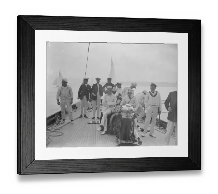 Framed Print : The King takes the wheel of his yacht Britannia. Waiting for the starting signal Framed Print : The King takes the wheel of his yacht Britannia. Waiting for the starting signal