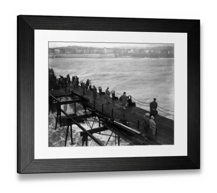 Framed Print : Anglers fishing off the West Pier, Brighton, Sussex. 6 October 1929 Framed Print : Anglers fishing off the West Pier, Brighton, Sussex. 6 October 1929