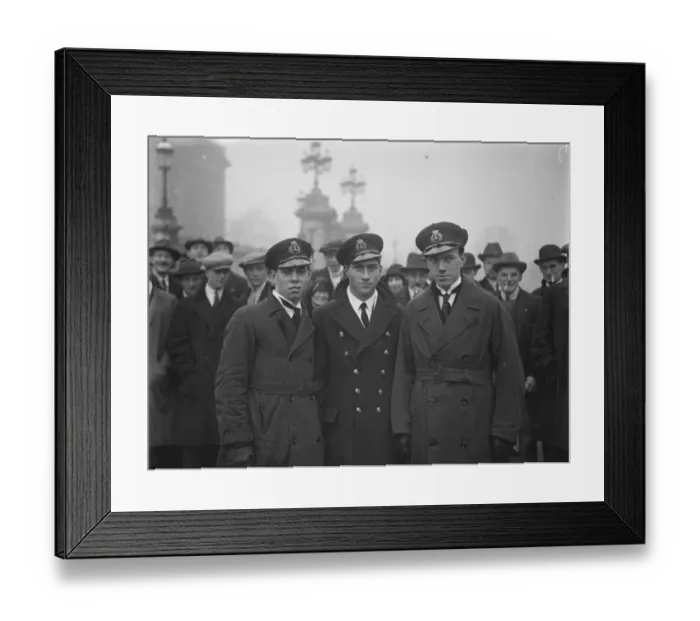 Framed Print : Heroes meet the King Mr J E Snaith ( left ), Mr Parker, and Mr Wainwright ( right Framed Print : Heroes meet the King Mr J E Snaith ( left ), Mr Parker, and Mr Wainwright ( right