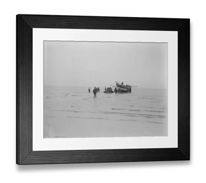 Framed Print : Lifeboat launched by Motor Tractor. Horses replaced by water tight machinery An Framed Print : Lifeboat launched by Motor Tractor. Horses replaced by water tight machinery An