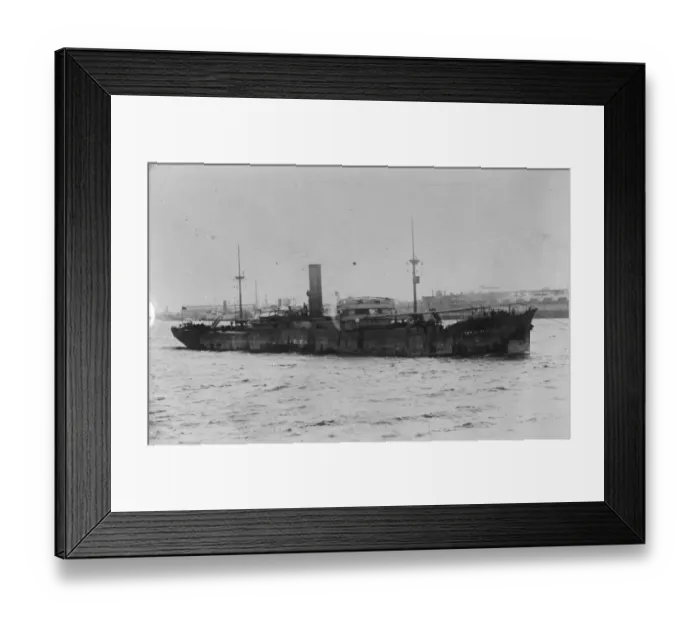 Framed Print : British ship sinking with 24 of crew on board The British merchantman Laristan Framed Print : British ship sinking with 24 of crew on board The British merchantman Laristan