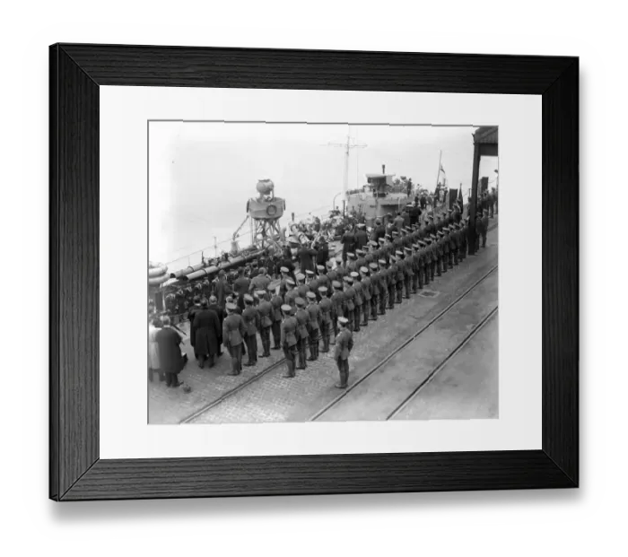 Framed Print : Home coming of Unknown Soldiers on H. M. S. Verdun on way home to England. Saluting Framed Print : Home coming of Unknown Soldiers on H. M. S. Verdun on way home to England. Saluting