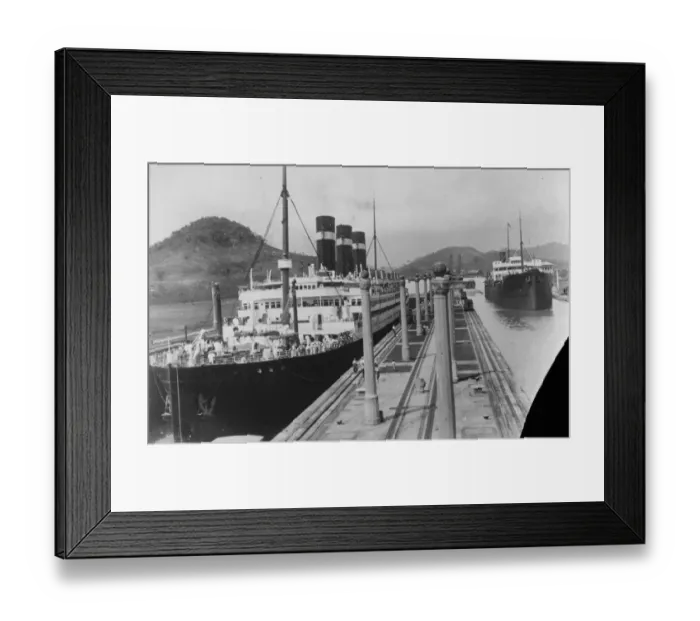 Framed Print : Lowering a liner after a worlds tour. The SS Belgenland, after completing its Framed Print : Lowering a liner after a worlds tour. The SS Belgenland, after completing its