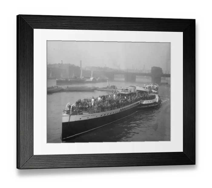 Framed Print : Royal Sovereign held up for coal. Margate trippers saved by oil burning Crested Framed Print : Royal Sovereign held up for coal. Margate trippers saved by oil burning Crested