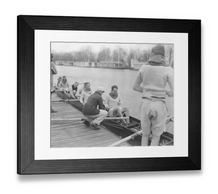 Framed Print : P Pedder, the hero of last years boat race, testing the sliding seat. 17 January 1923 Framed Print : P Pedder, the hero of last years boat race, testing the sliding seat. 17 January 1923