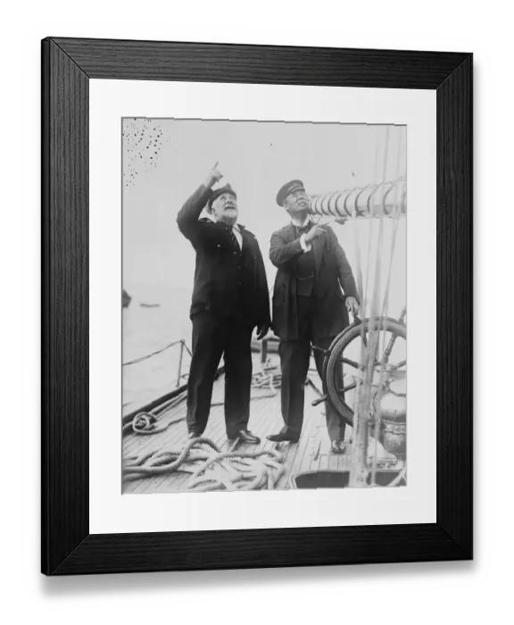 Framed Print : Sir Thomas Lipton on the Shamrock. Sir Thomas Lipton inspected his yacht Framed Print : Sir Thomas Lipton on the Shamrock. Sir Thomas Lipton inspected his yacht