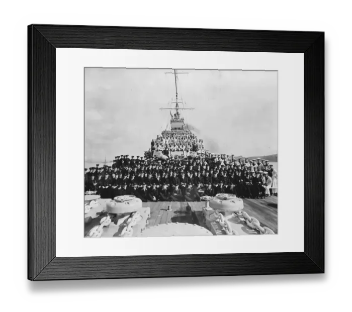 Framed Print : Ships company of HMS Berwick a County class heavy cruiser 3 March 1928 Framed Print : Ships company of HMS Berwick a County class heavy cruiser 3 March 1928