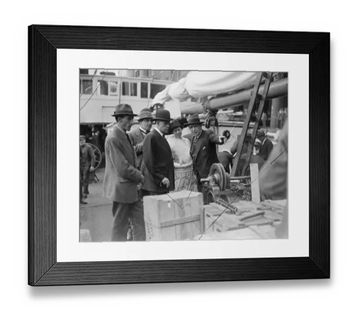 Framed Print : Sir John and Lady Eaton visit the Quest. Sir John and Lady Eaton being shown Framed Print : Sir John and Lady Eaton visit the Quest. Sir John and Lady Eaton being shown