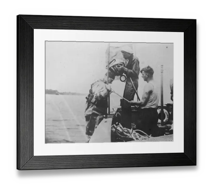 Framed Print : Us Naval divers about to descend 1920 Framed Print : Us Naval divers about to descend 1920