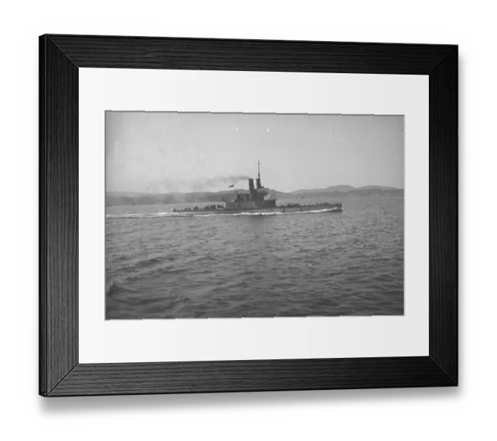Framed Print : H Ms Glow Worm ( Monitor Class Ship ) leaving Bergen 19 April 1920