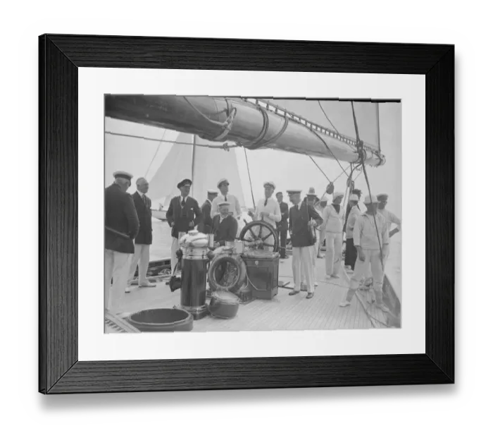 Framed Print : The King takes the wheel of his yacht Britannia. An incident which greatly amused Framed Print : The King takes the wheel of his yacht Britannia. An incident which greatly amused