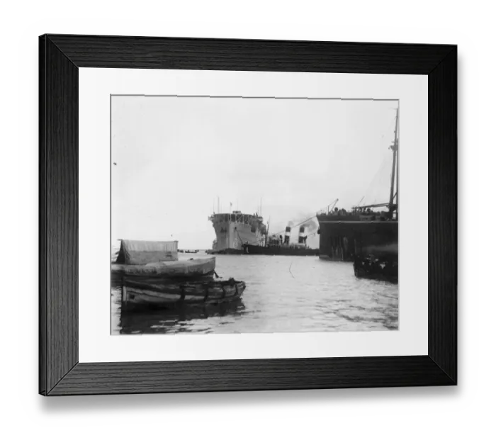 Framed Print : HMS Argus, aircraft carrier. She is on her way to the Far East. Photo shows her Framed Print : HMS Argus, aircraft carrier. She is on her way to the Far East. Photo shows her