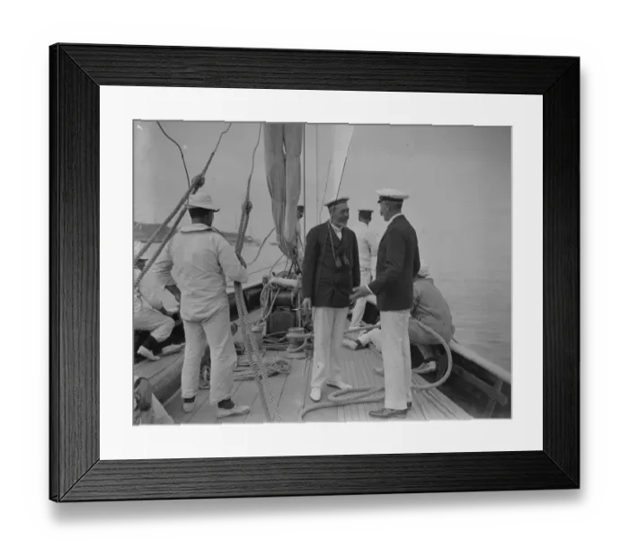 Framed Print : The King takes the wheel of his yacht Britannia. A happy snapshot of the King Framed Print : The King takes the wheel of his yacht Britannia. A happy snapshot of the King