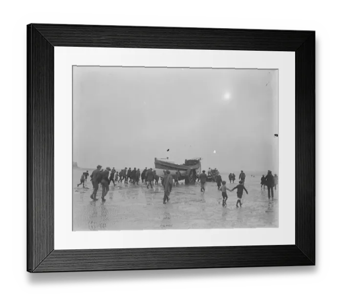 Framed Print : Lifeboat launched by Motor Tractor. Horses replaced by water tight machinery An Framed Print : Lifeboat launched by Motor Tractor. Horses replaced by water tight machinery An