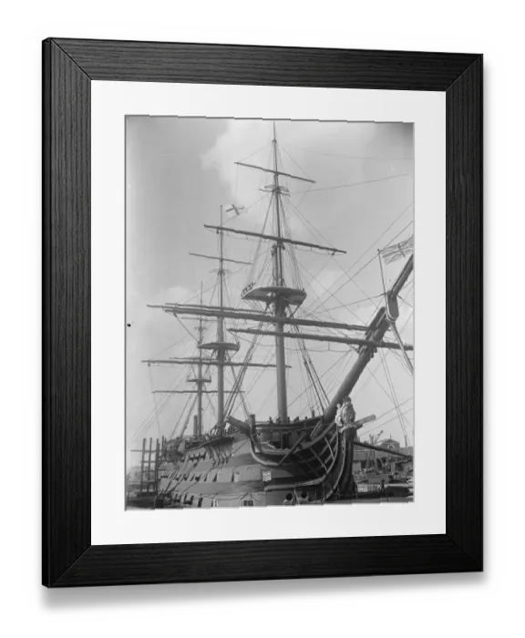 Framed Print : Naval review at Spithead. The famous old Victory ready for the Kings visit at Portsmouth Framed Print : Naval review at Spithead. The famous old Victory ready for the Kings visit at Portsmouth