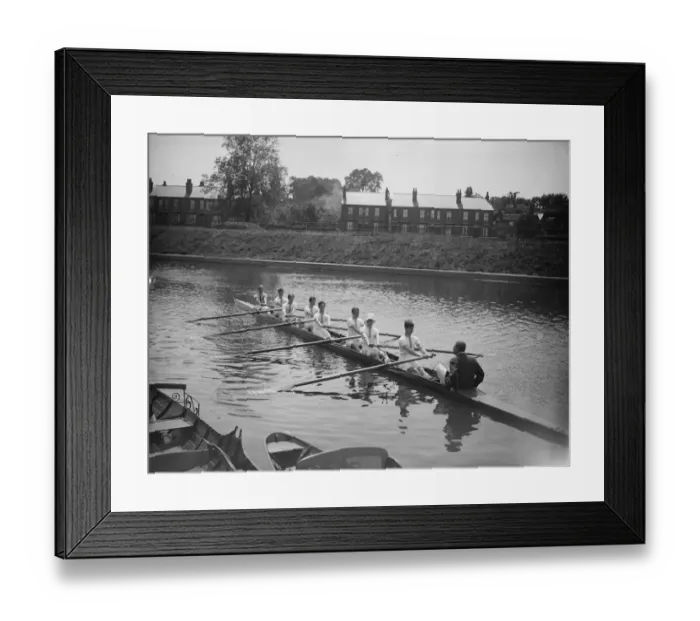 Framed Print : Rowing. Worlds only blind crew of eight practice on the River Severn. 25 July 1923 Framed Print : Rowing. Worlds only blind crew of eight practice on the River Severn. 25 July 1923