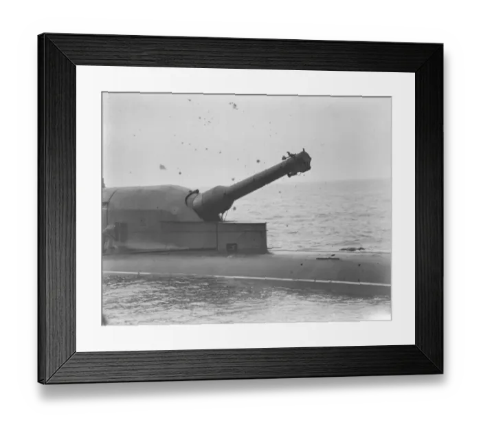 Framed Print : HMS Submarine No 3 During her sea trials in the North Sea. Her 12 inch gun is Framed Print : HMS Submarine No 3 During her sea trials in the North Sea. Her 12 inch gun is