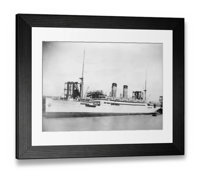 Framed Print : British ship with 400 passengers on fire at sea. The British steamer SS Byron which Framed Print : British ship with 400 passengers on fire at sea. The British steamer SS Byron which
