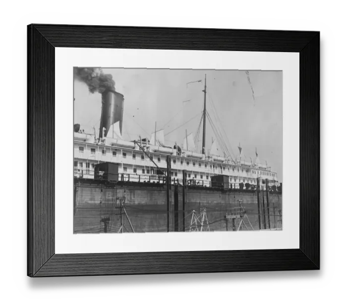 Framed Print : New sailing life boat gives liner a queer appearance A deck view of the Pacific Framed Print : New sailing life boat gives liner a queer appearance A deck view of the Pacific