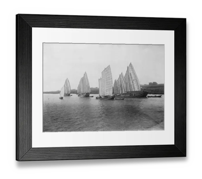 Framed Print : A recent picture from China showing a group of junks making their way up the Yangtze River Framed Print : A recent picture from China showing a group of junks making their way up the Yangtze River